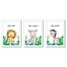 Quadros safari animais infantil folhas Seja forte corajoso:Kit 1 Branco - 1