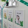 Quadros safari animais infantil folhas Seja forte corajoso:Kit 1 Branco - 3