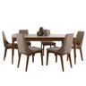 Mesa de Jantar Addar 1,60m com 6 cadeiras Elsie Off White/Natural - 1