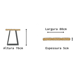 Mesa de Jantar Rústica | Estrutura Trapézio - 80cm - 8
