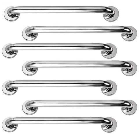 Barra Alça Apoio 50cm Aço Inox Kit 7 Uni Gestante Idoso Cadeirante Pcd Box Banheiro Segurança Suport