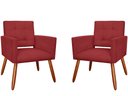 Ver imagem 1 de Kit 2 Poltronas Decorativa Camila Suede Marsala Pés Madeira Mz Decor