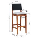 Ver imagem 2 de Banqueta Alta Bistrô Linhas Estrutura Madeira Maciça Assento Estofado Encosto MDF Laqueado - Amêndoa