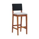 Ver imagem 1 de Banqueta Alta Bistrô Linhas Estrutura Madeira Maciça Assento Estofado Encosto MDF Laqueado - Amêndoa