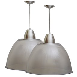 Kit 2 Pendente Prismatico Poptem 22" Canopla Grande Cristal Lustre Acrílico Lustre 55cm - 1