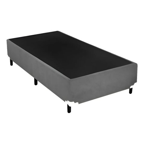Box Base Blindado Suede Solteirinho 78x188x38 - Novo:cinza