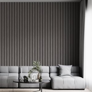 Papel de Parede Adesivo Ripado Madeira Acinzentado Rolo 3m