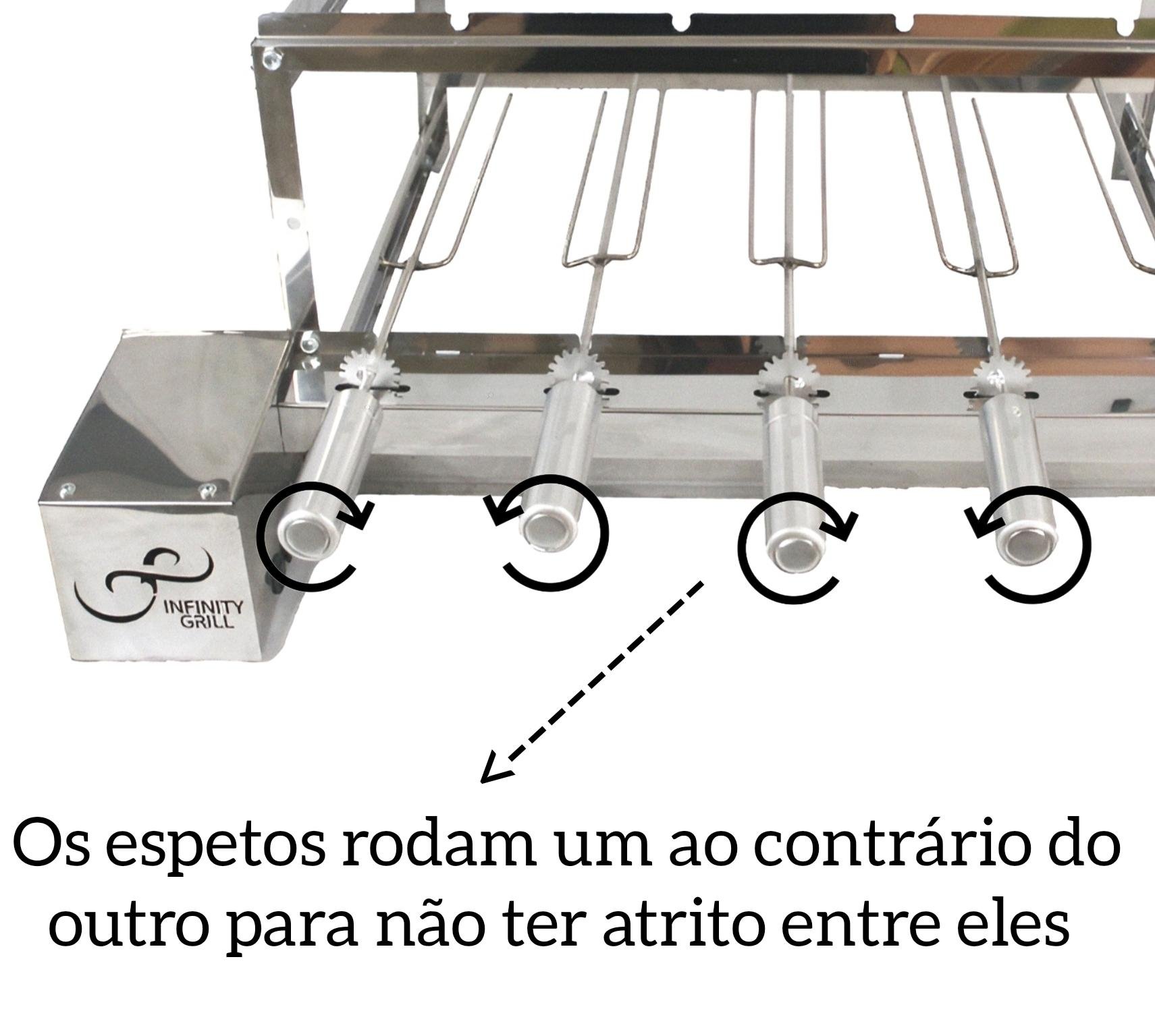 Gira Gril Churrasqueira Giratória Inox 4 Espetos Infinity Grill - 4