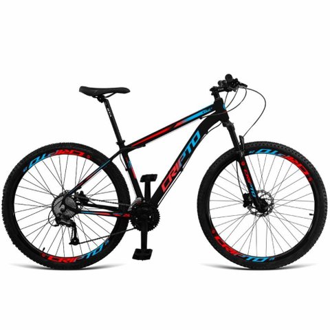 Bicicleta Aro 29 Cripto 21 Marchas Freios Disco C- Suspensão - 19" Preto-azul e Vermelho