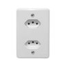 Kit 4 Tomada 2 Dupla Monobloco de Embutir 4x2 2 Pino + Terra 250v 10a Cor:branco - 1