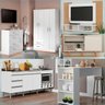 Conjunto Casa Completa Sala Quarto Cozinha 6 Peças MDP Branco MENU - 1
