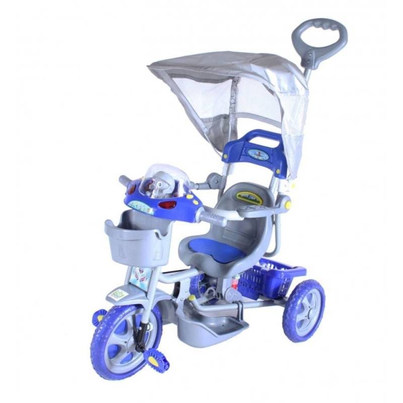 Triciclo Infantil Smart 274 com Empurrador com Capota Bandeirante - Preto
