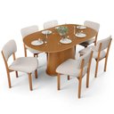 Ver imagem 1 de Mesa para Sala de Jantar Valência com 06 Cadeiras Sala de Jantar Dara L02 Linho Cru - Lyam Decor