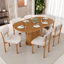 Ver imagem 2 de Mesa para Sala de Jantar Valência com 06 Cadeiras Sala de Jantar Dara L02 Linho Cru - Lyam Decor