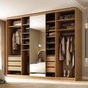 Ver imagem 1 de Closet Casal 100% MDF BP 277cm com 1 Porta Espelho 6 Gavetas Sion Marrom/Nogueira