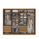 Ver imagem 2 de Closet Casal 100% MDF BP 277cm com 1 Porta Espelho 6 Gavetas Sion Marrom/Nogueira