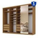 Ver imagem 4 de Closet Casal 100% MDF BP 277cm com 1 Porta Espelho 6 Gavetas Sion Marrom/Nogueira