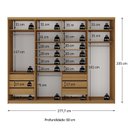 Ver imagem 5 de Closet Casal 100% MDF BP 277cm com 1 Porta Espelho 6 Gavetas Sion Marrom/Nogueira