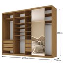 Ver imagem 3 de Closet Casal 100% MDF BP 277cm com 1 Porta Espelho 6 Gavetas Sion Marrom/Nogueira