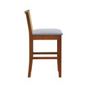 Ver imagem 3 de Banqueta Média Pérola Madeira Maciça Telinha C/ 62cm - Amêndoa- Assento Est. Linho Cinza Mescla Imp.