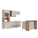Ver imagem 3 de Cozinha Modulada Completa 8 Peças com Cristaleira 15 Portas 2 Gavetas com Bancada Isabelle Bege/Freijó/Arenas