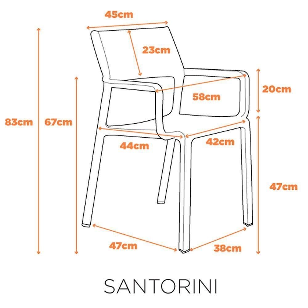 Kit 4 Cadeiras Empilhável Inmetro Santorini Fratini em Polipropileno Cor Nude - 2