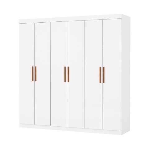 Guarda Roupa Casal Recife 6 Portas 2 Gavetas sem Espelho Carioca Moveis Branco