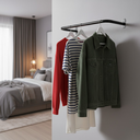 Ver imagem 1 de Kit 5 Araras 60cm Fixas de Parede Aço Organização de Roupas Closets Lojas Suporte Reforçado