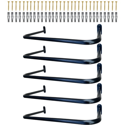 Kit 5 Araras 60cm Fixas de Parede Aço Organização de Roupas Closets Lojas Suporte Reforçado