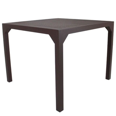 Mesa Quadrada Haiti 100cm com Tampo Ripado em Alumínio Trama Marrom