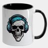 Caneca Branca com Interna Preta Y5 Caveira Gamer Fone Cabelo - 1