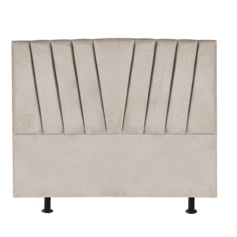 Cabeceira Estofada Cama Box King Bélgica 195cm Courino Bege