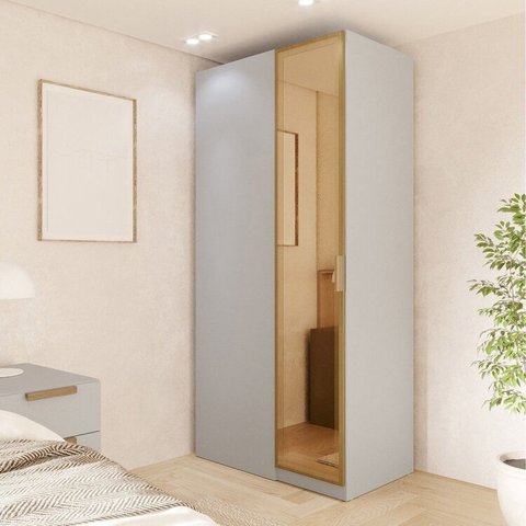 Guarda Roupa Modulado Linear 1 Porta Reflecta Jade CabeCasa MadeiraOriginals Cinza/Urbano