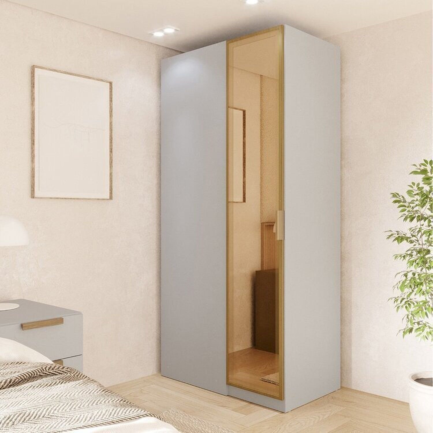 Guarda Roupa Linear 1 Porta Reflecta Jade CabeCasa