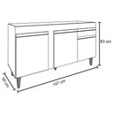Ver imagem 4 de Balcão Gabinete Para Pia 150cm Sem Tampo 3 Portas 1 Gaveta Dakota Castanho/Cinza - Lumil
