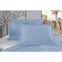 Ver imagem 4 de Porta Travesseiro Matelado Nobre 2 Peças Malha 100% Algodão - Azul-bebê