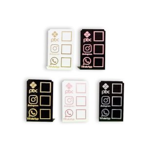 Placa Qr Code 3 em 1 Branco com Rosé – Display de Mesa para Whatsapp, Pix e Instagram