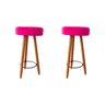 Kit Duas Banqueta Alta para Área Gourmet Balcão Pés Palito Rosa Pink Eli Móveis e Decoração - 1