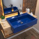 Ver imagem 2 de Cuba Pia Semi Encaixe para Banheiro Retangular 54cm XRT C08 Azul Escuro - Mpozenato