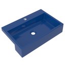 Ver imagem 1 de Cuba Pia Semi Encaixe para Banheiro Retangular 54cm XRT C08 Azul Escuro - Mpozenato
