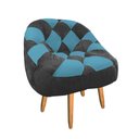 Ver imagem 2 de Poltrona Paloma Escritório Sala Pé Palito Suede Grafite e Suede Azul Turquesa - Dominic Decor