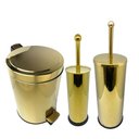 Ver imagem 1 de Kit Lavabo Inox Dourado Lixeira 20l Escova Sanitaria Papeleira France Fineza