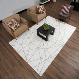 Tapete Quarto Sala Retangular 200x300cm Estampa Cinza - 1 Tapete Quarto Sala Retangular 200x300cm Estampa Cinza - 1