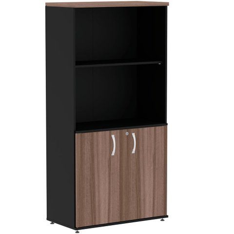 Armário Misto PE25 Pandin 79,20 cm (largura) MDP Cor Walnut e Preto com Duas portas