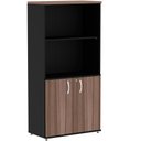 Ver imagem 1 de Armário Misto PE25 Pandin 79,20 cm (largura) MDP Cor Walnut e Preto com Duas portas