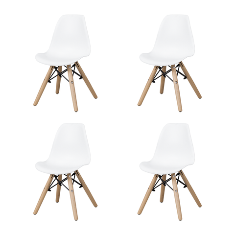 Kit 4 Cadeiras Eames Eiffel Infantil  Branco Espaço Kids Quarto Brinquedoteca - La Mobilia