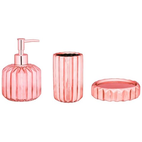 Kit Saboneteira Cerâmica Conjunto Banheiro Rose Gold 3 Pçs