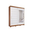 Ver imagem 2 de Guarda Roupa Casal 2 Portas de Correr (1 c/ Espelho) e 3 Gavetas c/ Pés Flora Cinamomo/Off White -