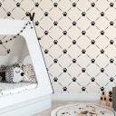 Ver imagem 3 de Papel de Parede Decorativo Baby Patinhas Pretas Interligadas com Fundo Bege 2,5m