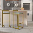Ver imagem 2 de Banqueta Alta Para Cozinha Sala De Jantar Hanna L02 Dourado Suede Cinza - Lyam Decor